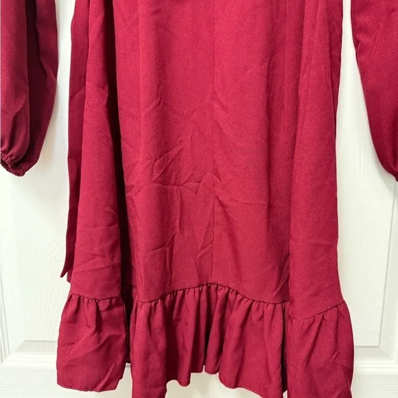 Nagoo Women’s Burgundy Red Ruffled Wrap Dress Size S - Picture 7 of 13